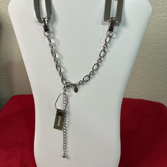 CHICO’S SILVER TONE TYRA BIB NECKLACE - Picture 2 of 2